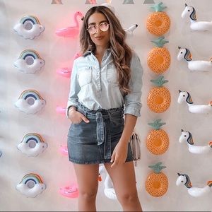 Denim button up skirt